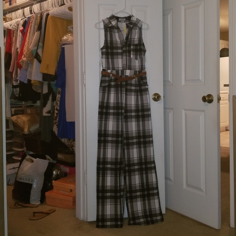 Black and White Plaid Jumpsuit